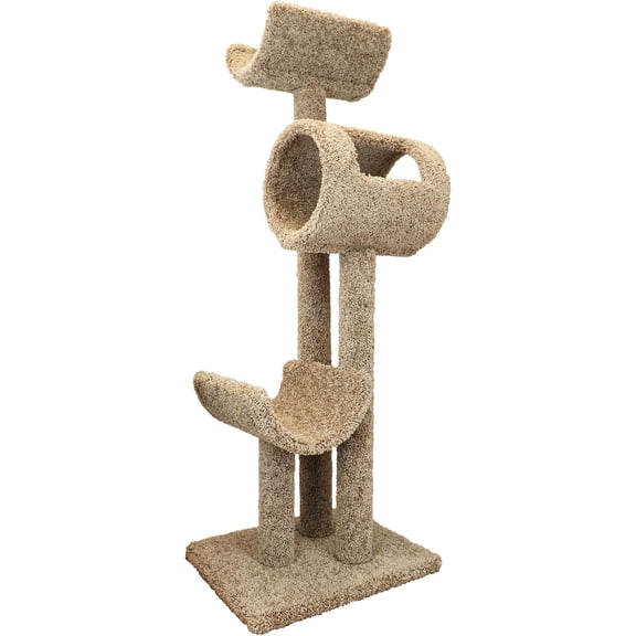 New Cat Condos 3 Level Brown Kitty Hotel, 65" H