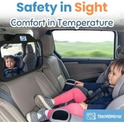 TherMOMirror Baby Car Seat Mirror with Temperature Display | Essential for Newborns | Perfect Baby Registry Gift | 4 Colors (Black)