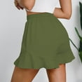 thumbnail image 6 of IDALL Athletic Shorts for Women Linen Shorts Women Casual Shorts Comfy Drawstring Lace Up Elastic Waist Summer With Pockets Wide Leg Shorts Summer Shorts Lounge Shorts Women Army Green L, 6 of 8