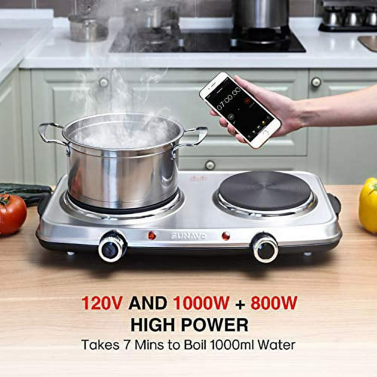 1500W Hot Plate for Cooking Electric Single Burner with Handles 6 Power  Levels