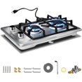thumbnail image 1 of Disaenvir 2 Burner Propane Cooktop - 12 Inch Stainless Steel Gas Stove for LPG/NG Dual Fuel, Portable Gas Burner with Flame-out Protection for Apartment, Kitchen, RV, Indoor, Outdoor 110V Plug in, 1 of 8