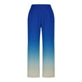 thumbnail image 3 of Loopsun Womens Long Pants, Linen Pants for Women, Women Fashion Casual Linen Printed Button Slit Straight Leg Long Pants Blue, XL, 3 of 5