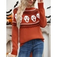 thumbnail image 2 of Halloween Sweaters for Women 2024 Ghost Print Pullover Sweater Casual Loose Knitted Crewneck Orange Sweaters Shermie, 2 of 6