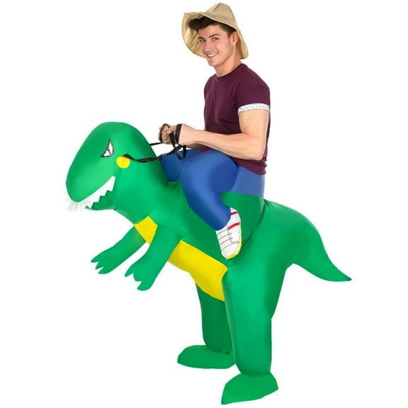 Morph Inflatable T Rex Ride On Costume Adult Funny Dinosaur Stag Party NEW Halloween Green One Size