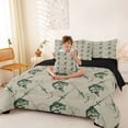 thumbnail image 3 of Feelyou Ink Bass Fishing Bedding Comforter Set for Men Boys, Cartoon Pike Fish Animal Full Bedding Set, Grey Green, Black Reversible, 7 Pieces, 3 of 7