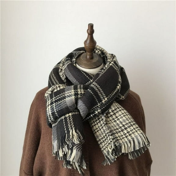 Zhuge Plaid Scarf for Women Chunky Scarves Winter Warm Thick Oversized Blanket Scarf，