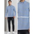 thumbnail image 4 of DARING DIVA Men's Striped Turtleneck Long Sleeves Pullover Stripes T-Shirt L Navy White, 4 of 6