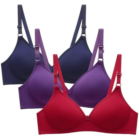 HOMBOM Convertible Sports Bras for Women Daily Wear 3PC Wire-Free Daily Bra Multicolor Balconette Bra Daily Bra XXL
