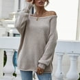 thumbnail image 2 of IROINNID Deals Pullover Sweater for Women Autumn/Winter Off Shoulder Round Neck Pullover Knitted Loose Sweater,Beige, 2 of 7