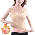 thumbnail image 3 of QASIEATN Sweatshirt for Graceful Women Fashion, Sleeveless Thermal Shirts with Detachable Built In Bra V Neck Vest Fleece Lined Underwear Thermal Tank Tops, Womens Fall Tops, 3 of 5