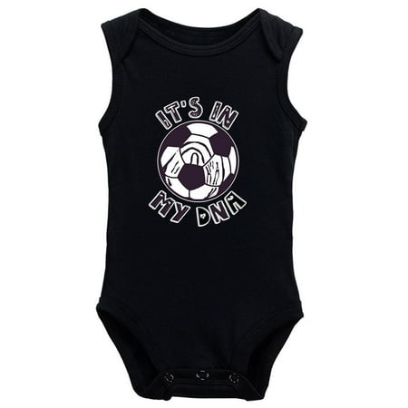 

YCICIVDee Its in My DNA Baby Newborn Bodysuit Soccer Infant Baby Jumpsuit Rompers 12-18 Months Black Sleeveless