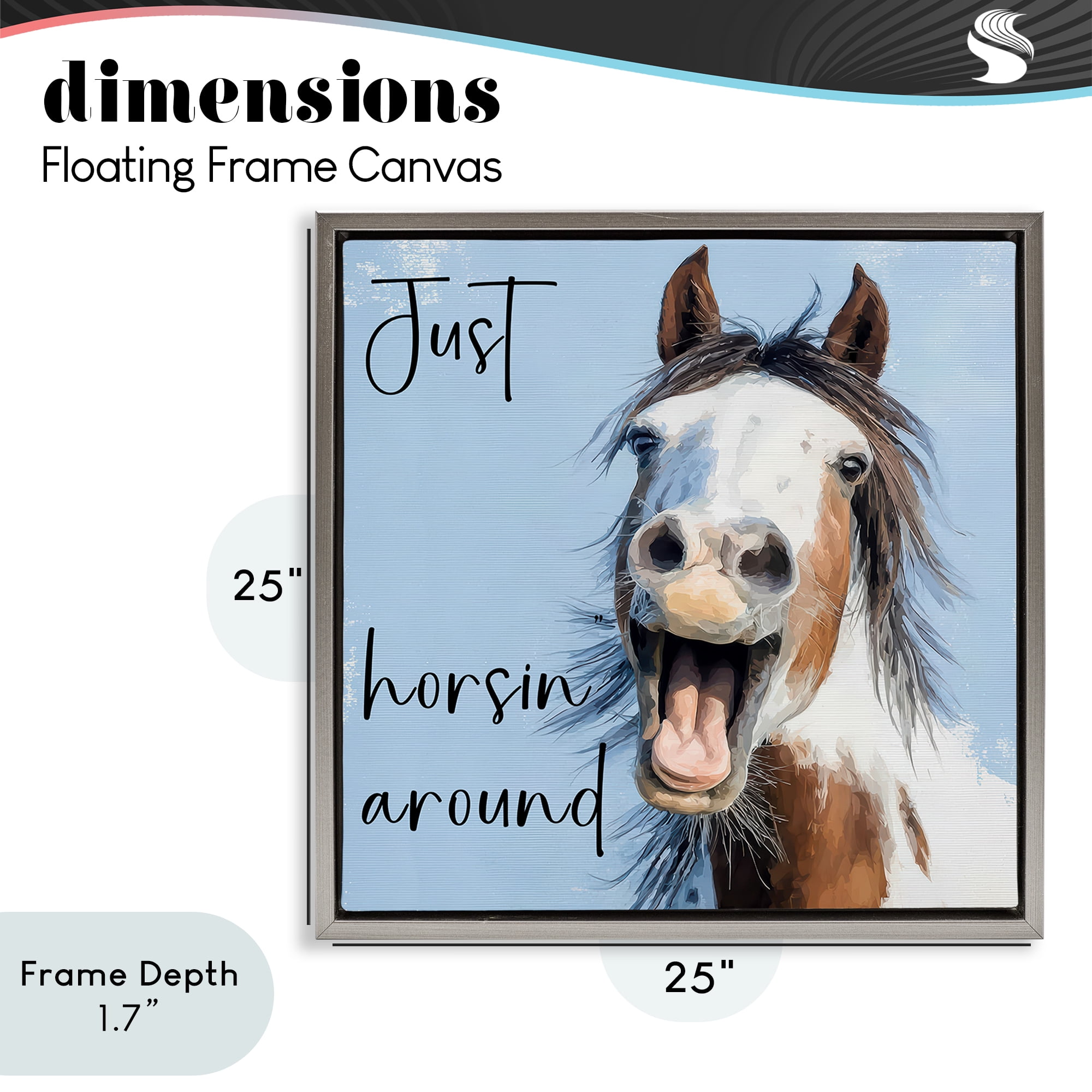 Stupell Industries Just Horsin' Around Gray Framed Floater Canvas Wall Art, design by Kim Curinga