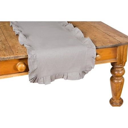 

Xia Home Fashions Ruffle Trim 16 x 72 Table Runner in Taupe