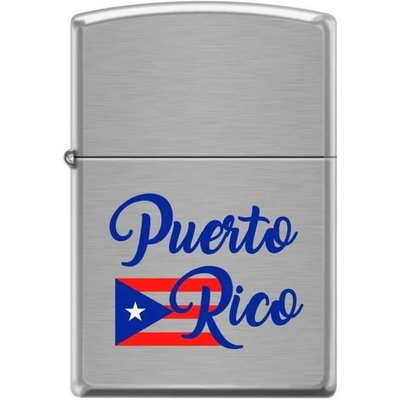Zippo Lighter- Puerto Rico Flag Brushed Chrome Windproof Lighter #Z5280