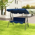thumbnail image 1 of Gymax 3-Person Swing Chair Porch Swing Seat w/ Adjustable Canopy Removable Cushion Navy, 1 of 10