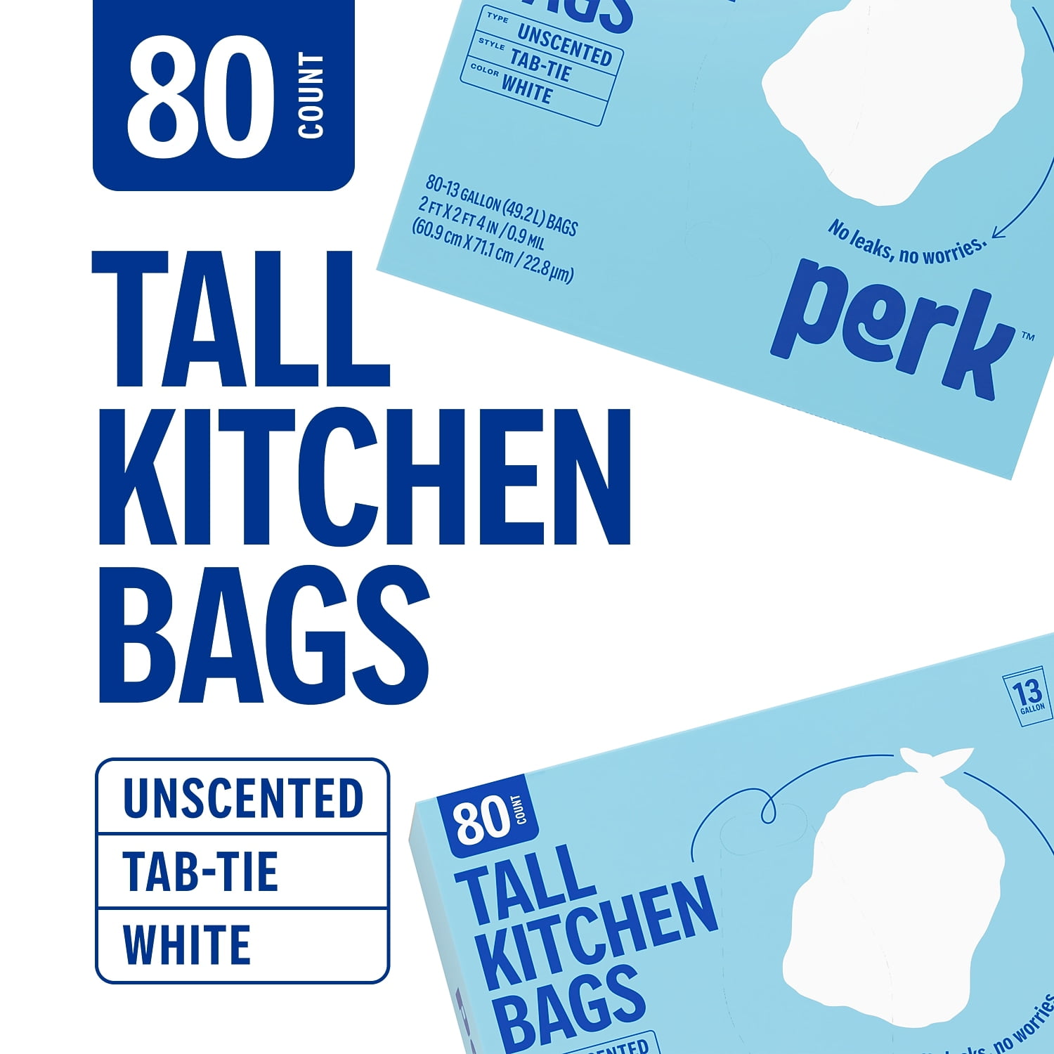 Staples Perk 13 Gallon Kitchen Trash Bag Low Density 0.9 Mil PK56749