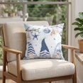 thumbnail image 4 of 16x16 Pillow Covers Set of 2, Coastal Eucalyptus Square Throw Pillow Covers for Couch/Sofa/Living Room, Vintage Ocean Blue Gnomes Starfish Leaf Decorative Soft Pillowcases for Couch Throw Pillows, 4 of 9