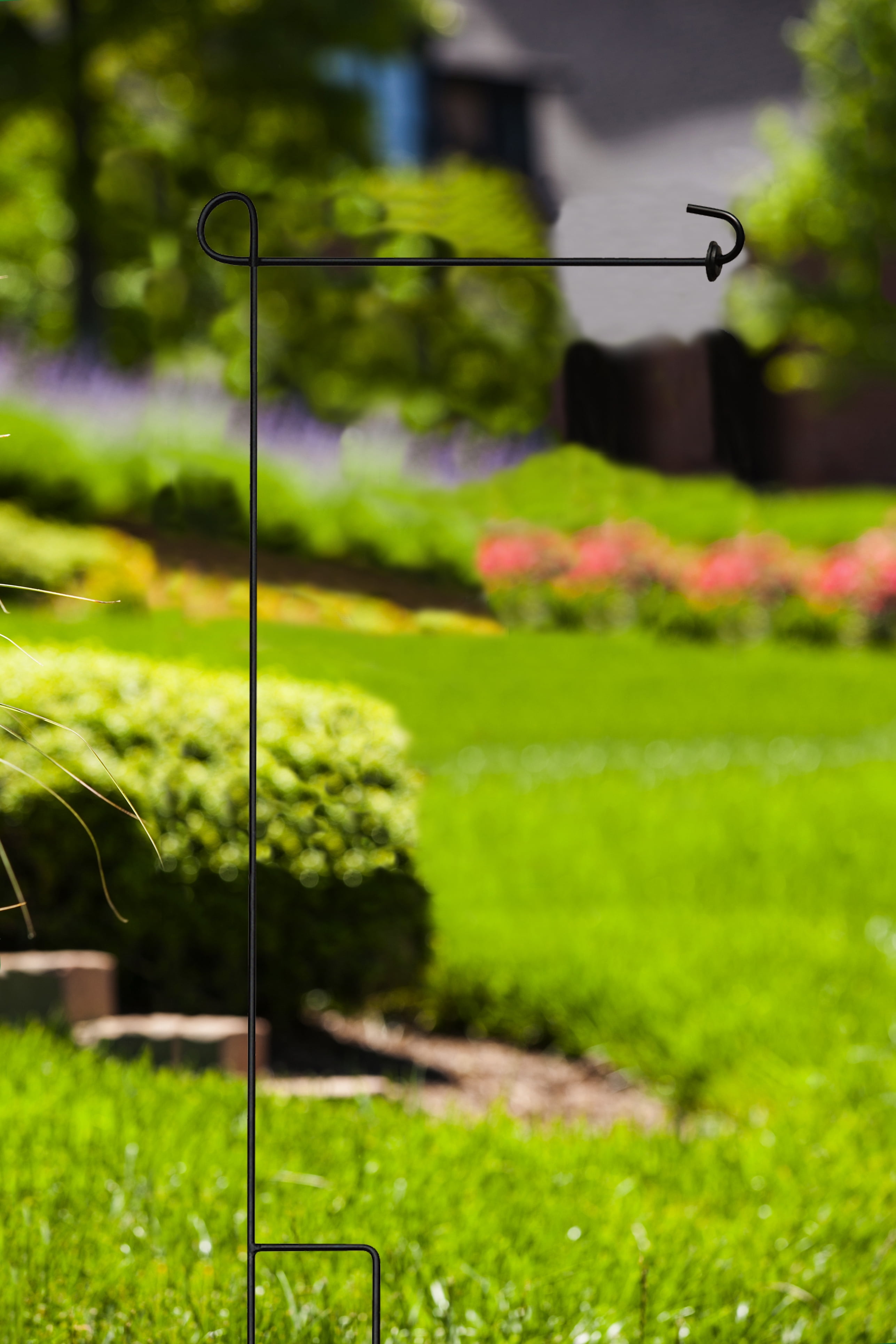 Meadow Creek 40" Spring Flat Black 100% Iron Yard Flag Stand