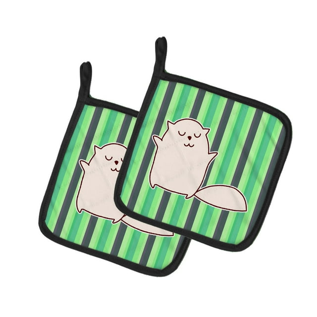Carolines Treasures BB6856PTHD Chat Vert Rayures Paire de Porte-Pots