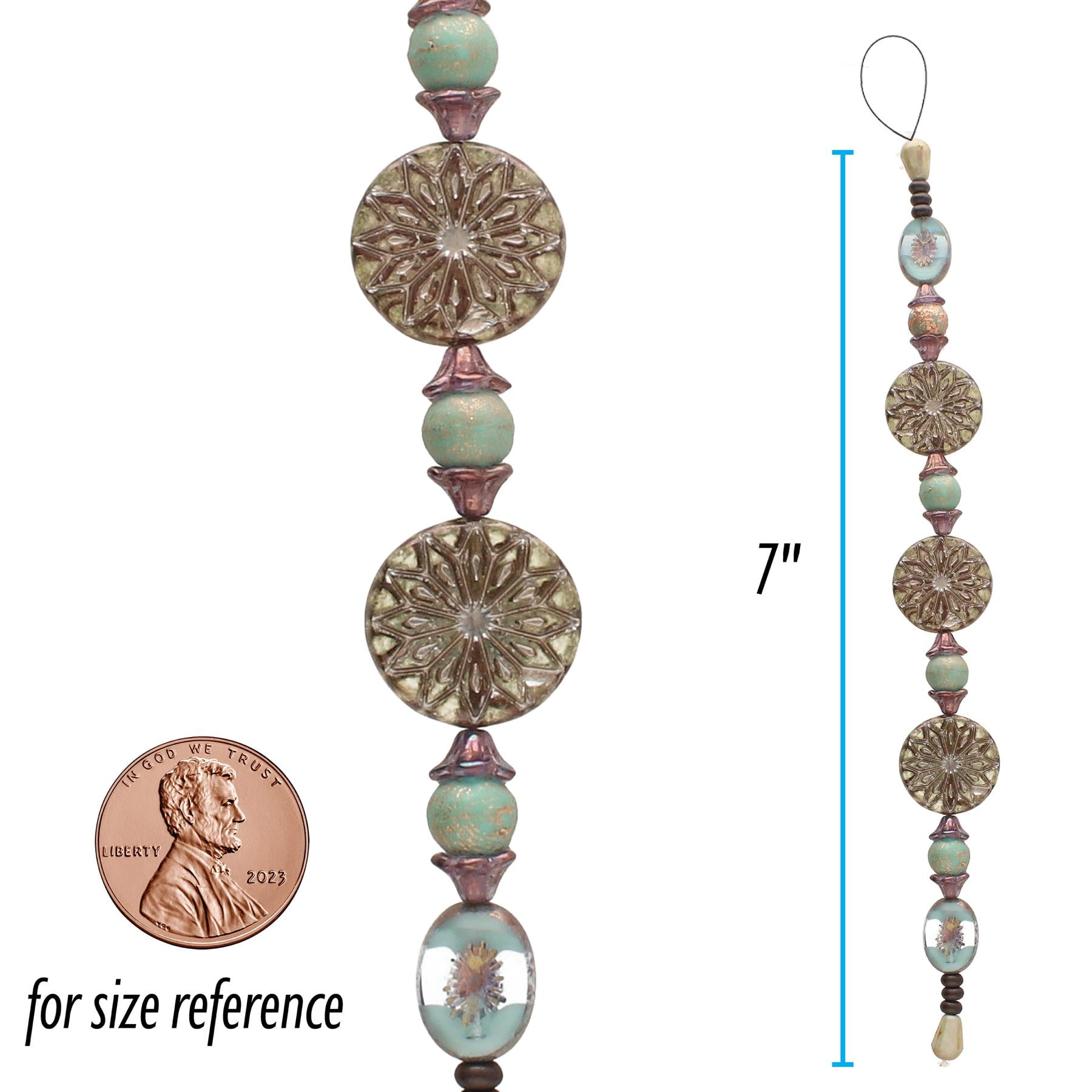 The Beadsmith Czech Glass Strands – Pressed & Table Cut Beads – 6 x 7-Inch Strands, 25 Beads Per Strand – Bronze Suburst Mix – for Jewelry Making, Decorations & DIY Crafts