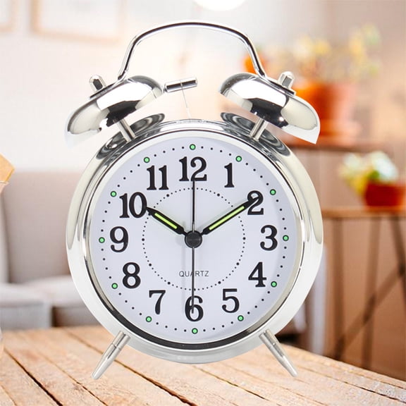Mobutofu Quiet Clock Round Desk Alarm Clock for Time Reminder