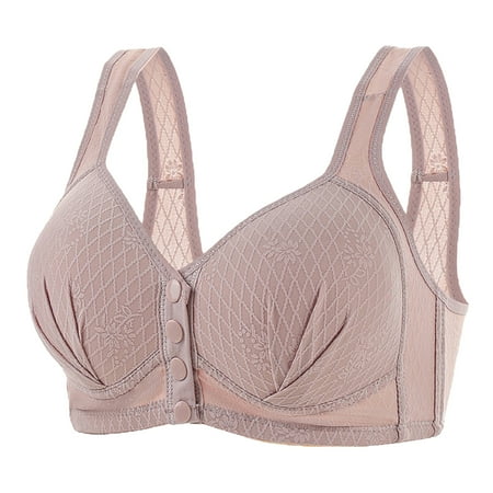 Gnurob Women Front Close Bras Minimizer Bralette Strenchy Racerback Bra Full Coverage Bralettes Cozy Breathable Brassiere Soft T-Shirt Padded Underwear Clearance Saving Gray 46