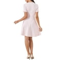 thumbnail image 3 of INSPIRE CHIC Inspired Plaid Tweed Dress for Women's Round Neck Short Sleeve A-Line Vintage Mini Dresses M Pink, 3 of 6