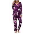thumbnail image 2 of Puntoco Mujer Halloween Moda Casual Impreso V-Cuello Manga Larga + Pantalones Traje Púrpura Xl, 2 of 5