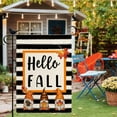 thumbnail image 4 of Hello Fall Three Gnomes Garden Flag 12.5×18 Inch Watercolor Stripes Double Sided Burlap Welcome Pumpkin Chrysanthemum Banner Outside Vertical Holiday Yard Flag, 4 of 6