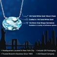 thumbnail image 2 of Gem Stone King 14K White Gold Sky Blue Topaz Pendant Necklace for Women | 7.20 Cttw | Gemstone November Birthstone | Oval Checkerboard 14X10MM | With 18 inch Chain, 2 of 6