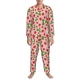 thumbnail image 3 of Honeii Strawberries Pattern Mens Pajamas Set,2pcs Men's Lounge Long Sleeve Sleep Shirt and Pajama Bottoms Sleepwear Set,Mens Pjs Sets-X-Large, 3 of 7