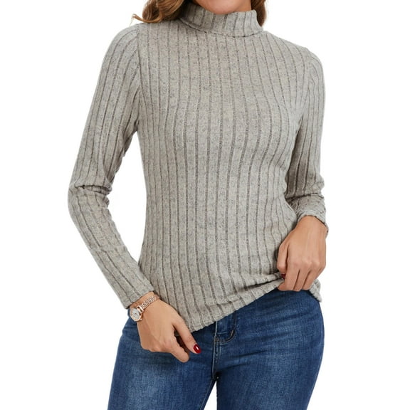 SWQZVT Womens Turtleneck Sweaters Shirts Long Sleeve Slim Fit Fall Fashion Base Layer Pullover Fleece Ribbed Thermal Underwear Tops