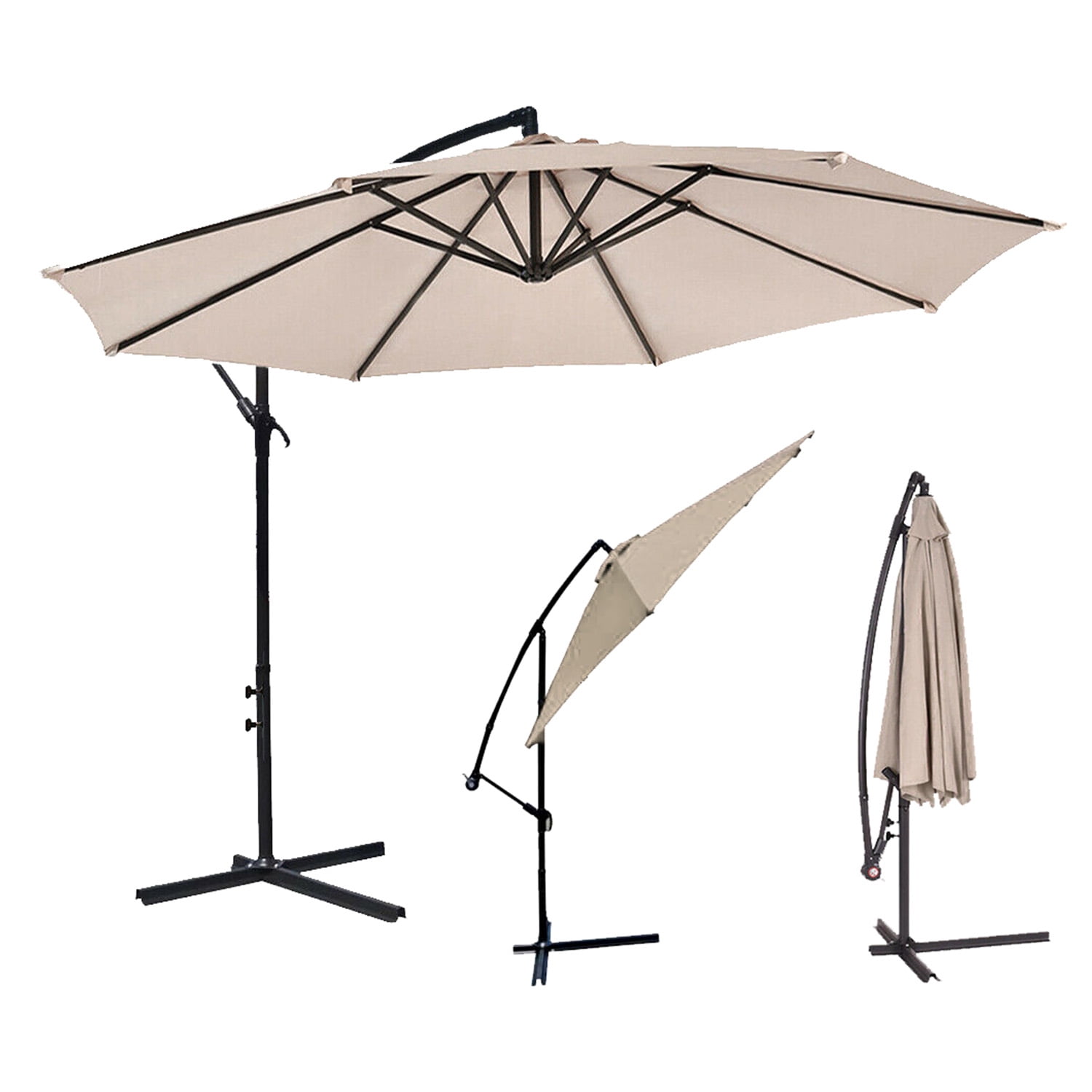 Dkelincs Offset Cantilever Umbrella 10 FT Patio Umbrella with Base