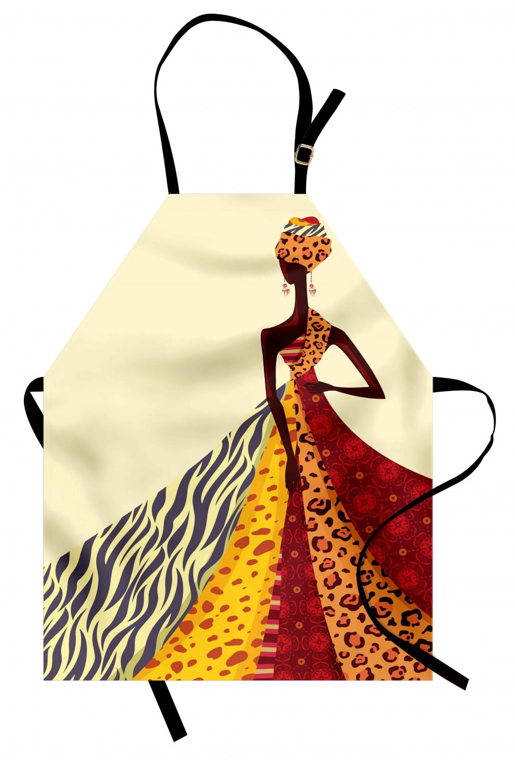 Modern Apron African Girl Posing with a Dress of Different Design Patterned Image Artful Print