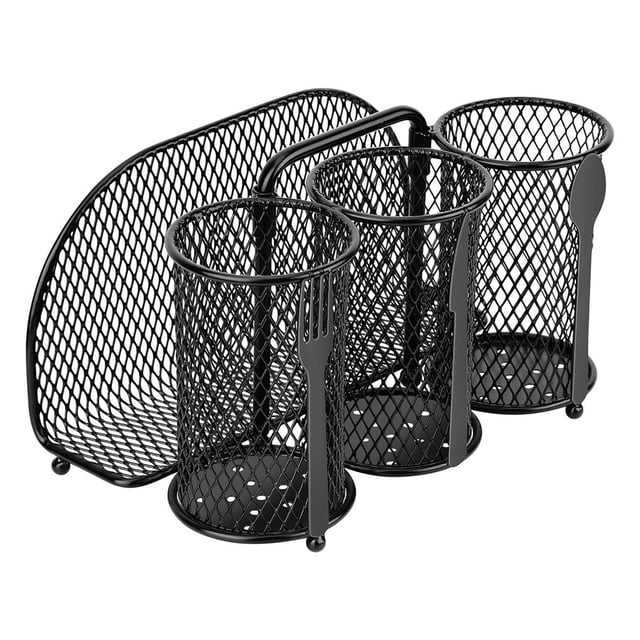 Kearding Cesta de cubiertos de alta capacidad, soporte de almacenamiento de cubiertos de hierro, organizador de cubiertos decorativo con diseño de malla Cocina y Comedor Kearding HA018708-00