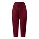thumbnail image 5 of Pantalones casuales de cintura elástica para mujer: largo medio, bolsillos y diseño con cinturón, mezcla de algodón para primavera/verano/otoño, talla real., 5 of 5