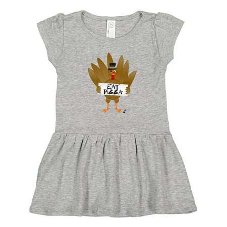 

Inktastic Turkey Holding a Sign Says Eat Pizza Gift Toddler Girl Dress