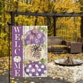 thumbnail image 4 of Purple Pumpkins Garden Flag Welcome Fall Thanksgiving Day Pumpkins for Outside Party Fall Thanksgiving Day Holiday Gift for Friends Of Purple Lovers Farmhouse Decoration 12.5x18, 4 of 6