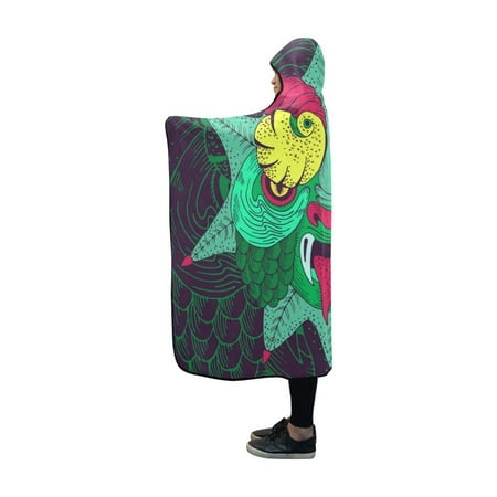 ASHLEIGH Hooded Blankets Scary Face Dragon Mask Throw Wearable Anti-pilling Polar Fleece Blanket Wrap 50x60 inch