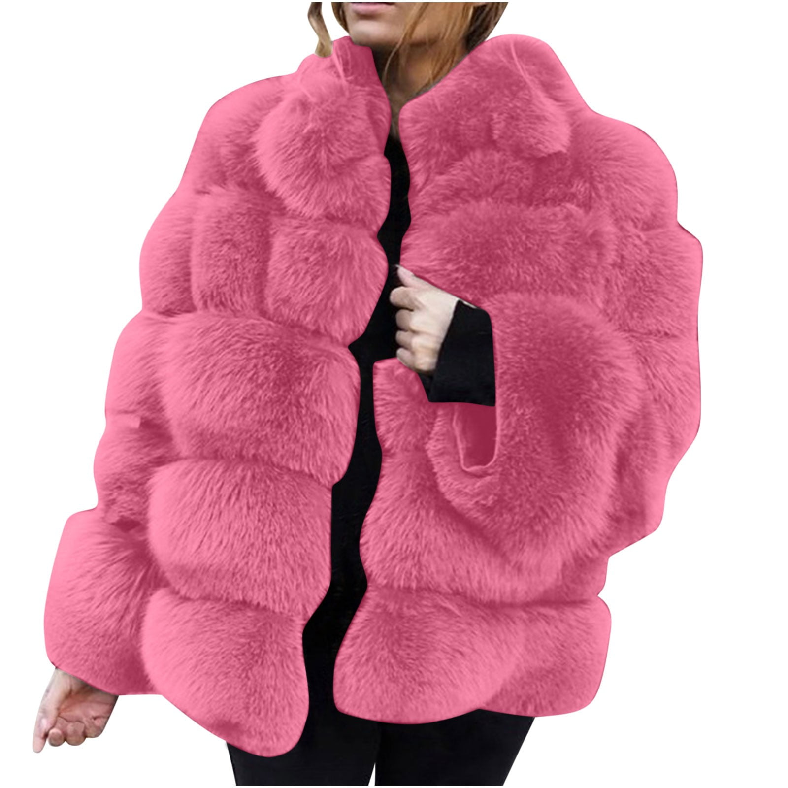 Herrnalise Women's Faux Fur Coat Shearling Fluffy Fuzzy Shaggy