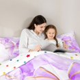 thumbnail image 4 of spefrowx Fashion Marble Bow Full Size Comforter Sets for Girls, Purple Marbling Ombre Bedding Comforter Set, Polka Dot Reversible, 3 Pieces, 1 Comforter and 2 Pillowcases, 4 of 6