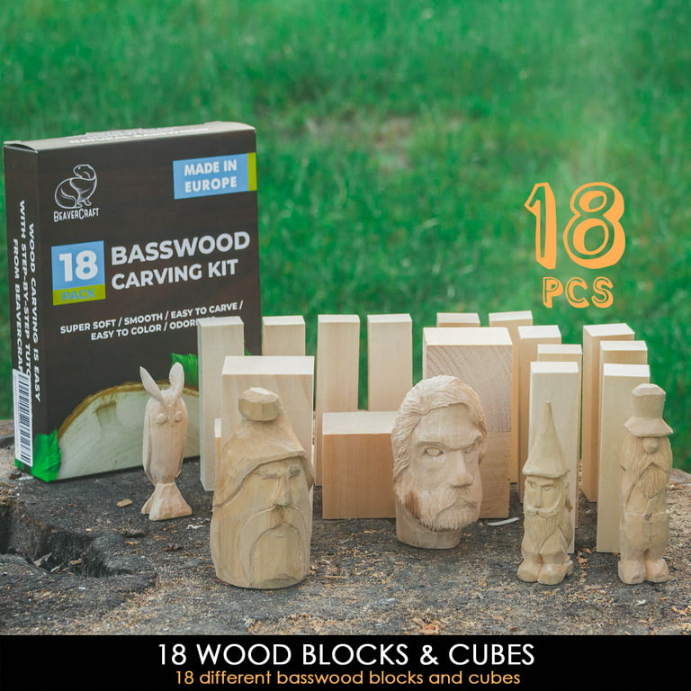 BeaverCraft BW12 pcs Basswood Carving Blocks Whittling Wood