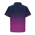 thumbnail image 4 of CYMMPU Men's Gradient Striped Print Short Sleeve Golf Shirt, Casual Loose-Fit Top for Daily and Vacation Purple XL, 4 of 5