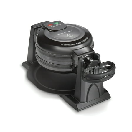 Hamilton Beach Double Belgian Waffle Maker with Removable Nonstick Grids, Rotating Waffle Iron, Black