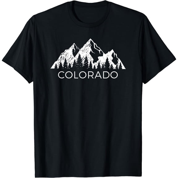 Colorado Mountain T-Shirt Retro Rocky Mountains Nature Hiking Adventure Tee Vintage Style Graphic Souvenir Top for Men Women Unisex