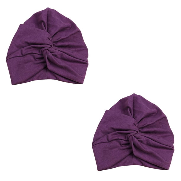 Minnieouse Sombrero de bebé Bandanas de algodón Niños Niñas Bebé Turbante Diadema Accesorios para el cabello para niños Tocado Headwrap Fotografía Morado oscuro 2piezas Minnieouse CBP041606