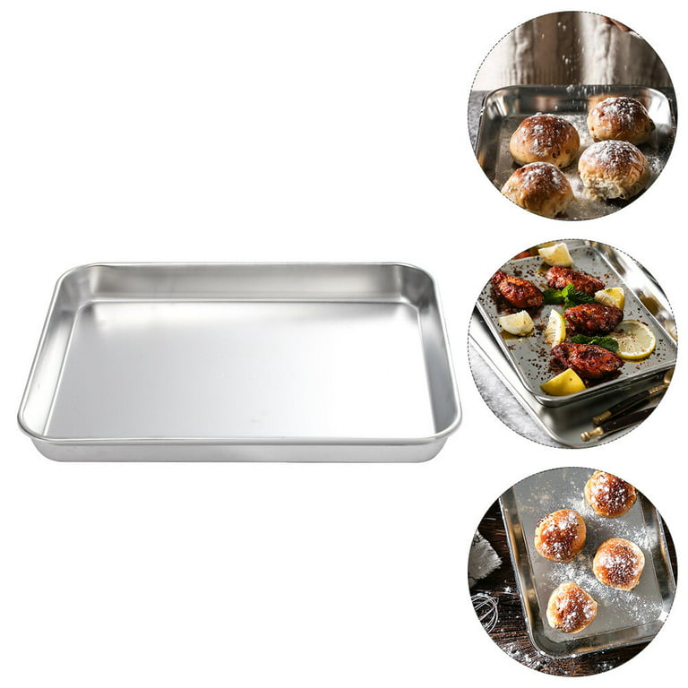 NUOLUX Trays Plate Tray Dredging Kitchen Pan Stainless Breading Pans  Bakeware Bake Supplies Barbecue Sushi Rustproof Food