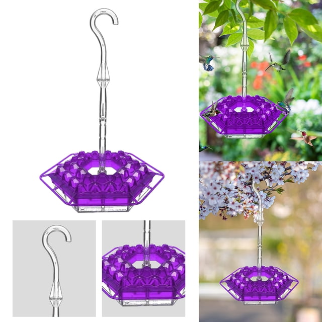 Comedero para Colibríes Gancho Hexagonal Comedero para Colibríes Comedero para Pájaros Jardín (púrpura)