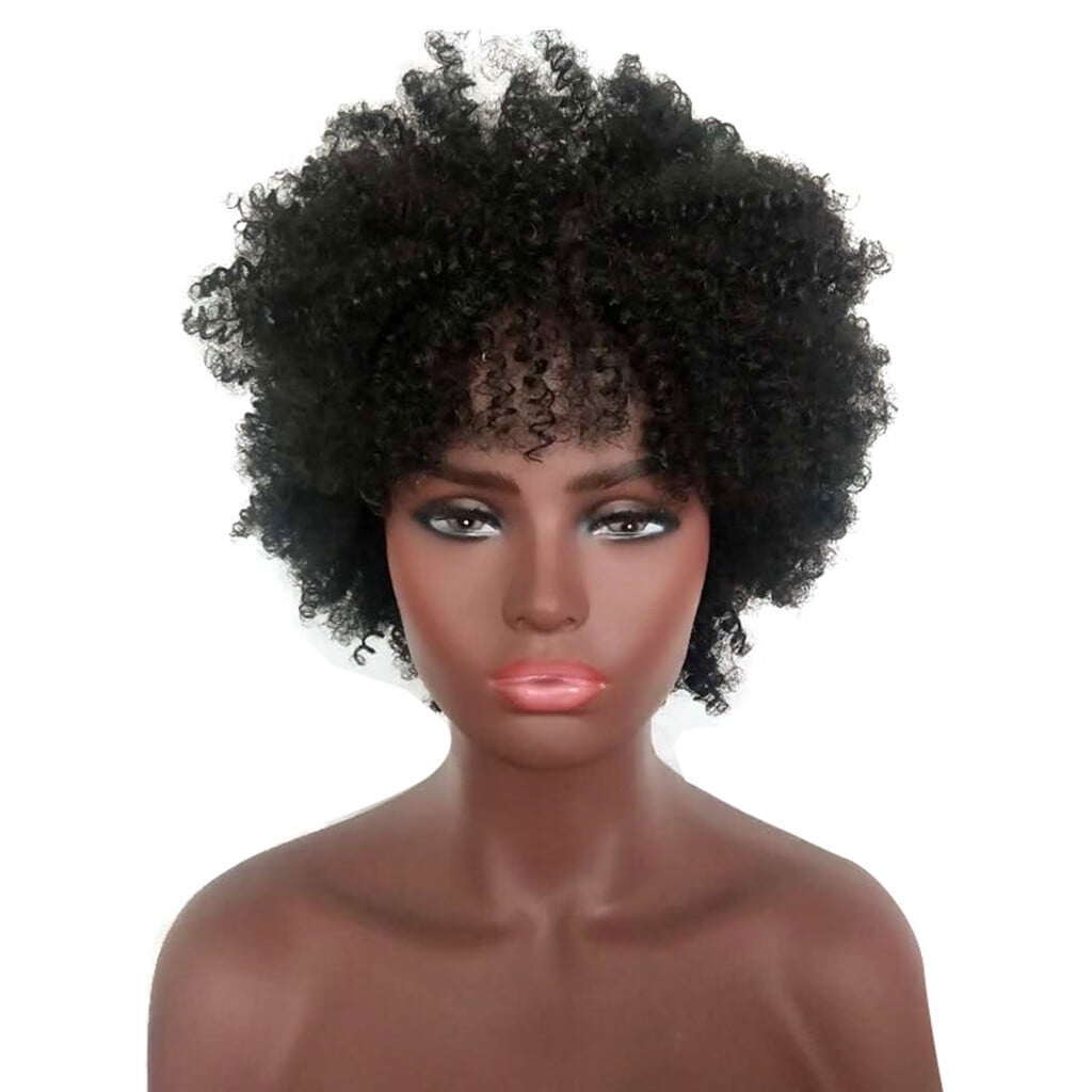DOPI Human Hair Wigs For Women Black Color Natural Lace Hair Women's Fashion Wig Black Synthetic Hairshort Wigs hair Wave W