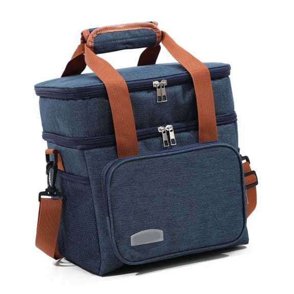 Insulated Lunch Box Featuring Double Deck Expandable Design Side Holders and Adjustable Strap Leak Leak Lunch Bag
